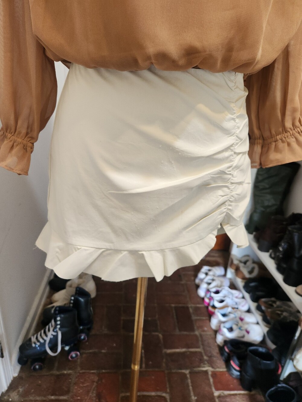 Cotton Candy LA Cream Ruffled Side-Ruched Skort
